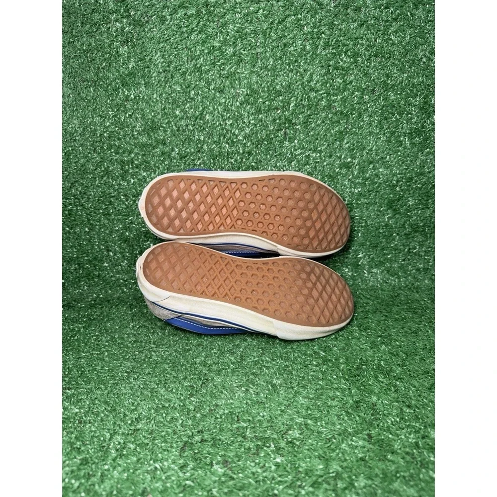 Vans Knu Skool Boys Size 2.5Y Grey Blue Casual Walking‎ Shoes Skate Sneakers